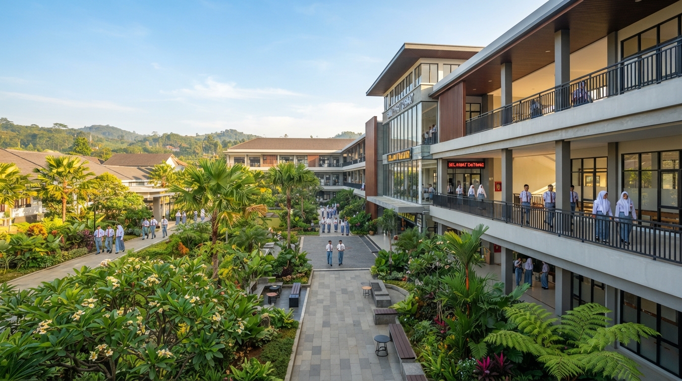 Arsitektur modern kampus SMA Yasti